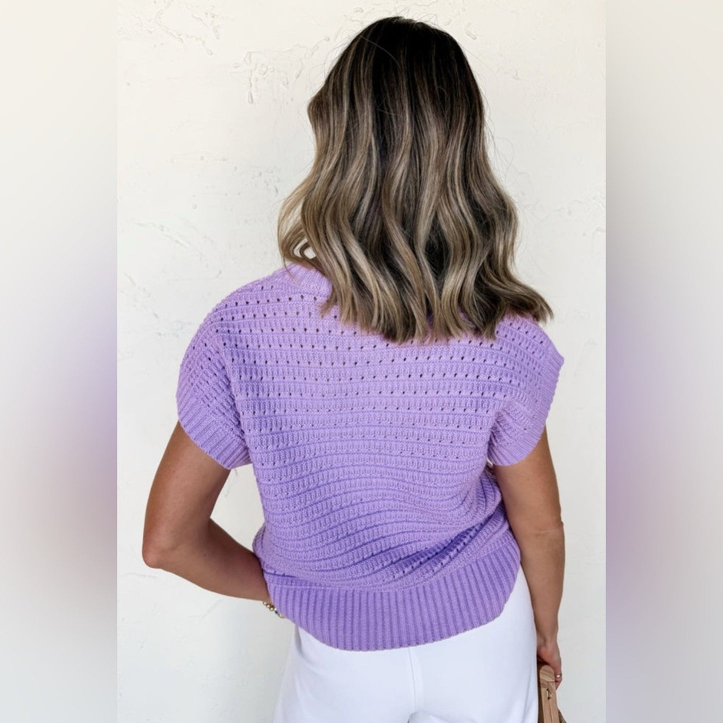 Lauren- Lavender Knit Sweater - Crew Neck