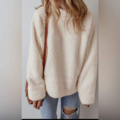 Whitney solid fleece high neck Sherpa Sweater