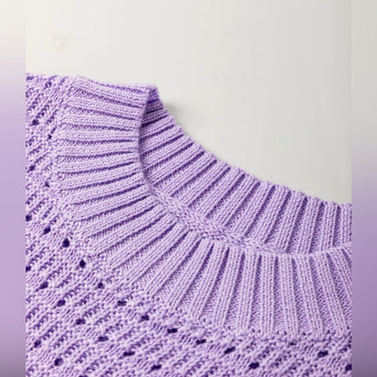 Lauren- Lavender Knit Sweater - Crew Neck