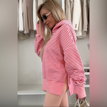 Lila - Striped Pink Women's hoodie