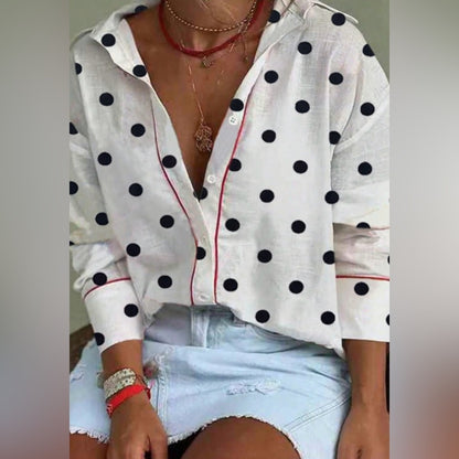 Elegant Black Polka Dot Button-Down Shirt