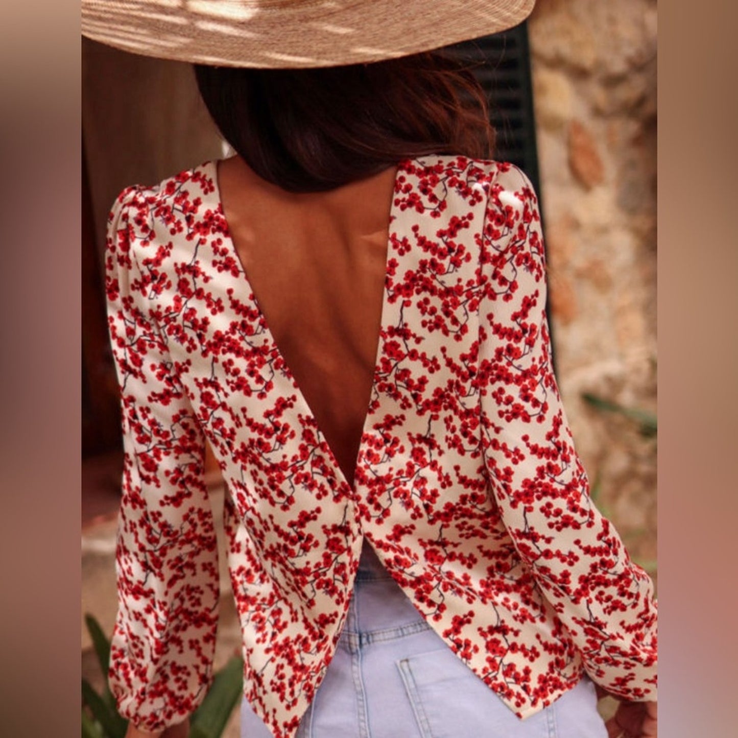 Lyric floral open back blouse
