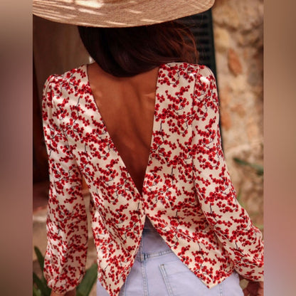 Lyric floral open back blouse