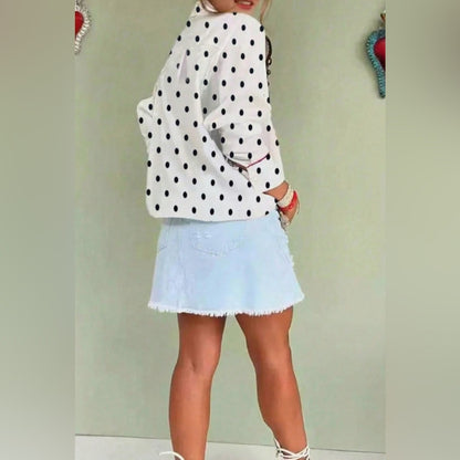 Elegant Black Polka Dot Button-Down Shirt