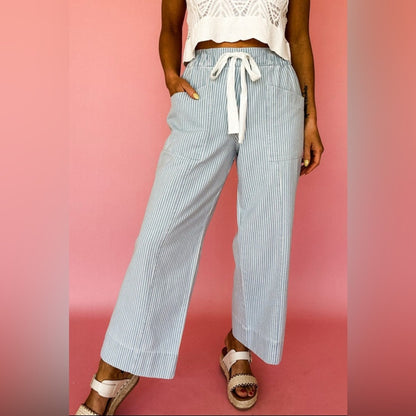Nora - Chic Striped Drawstring Jeans