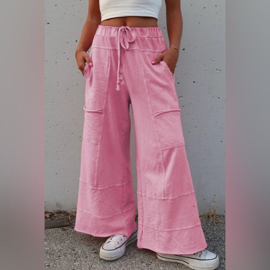 Women's Pink Drawstring Cargo Pants
