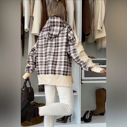 Remi- Plaid Accent Cream Sweatshirt