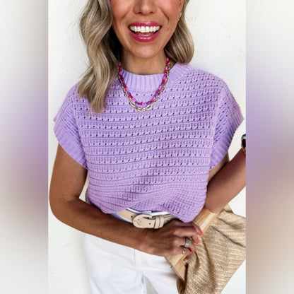 Lauren- Lavender Knit Sweater - Crew Neck
