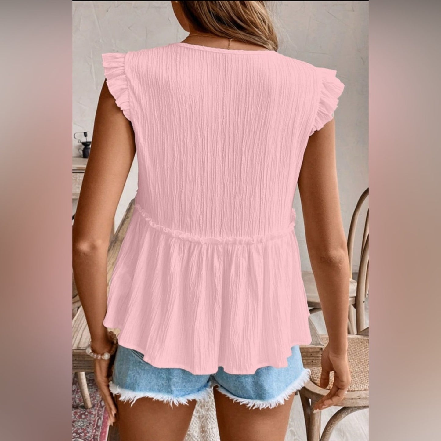 Briar - Pink Ruffled V-Neck Top