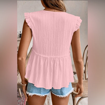 Briar - Pink Ruffled V-Neck Top