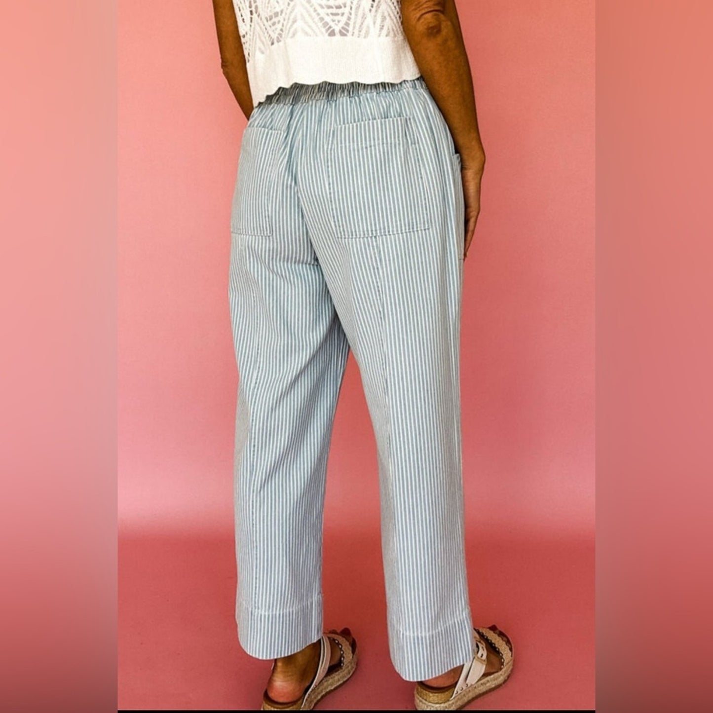 Nora - Chic Striped Drawstring Jeans