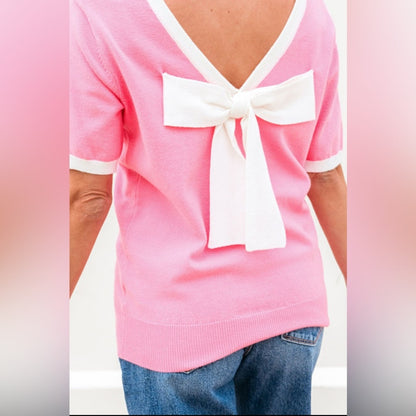 Kay- Colorblock Bow V-Shape Cut Back