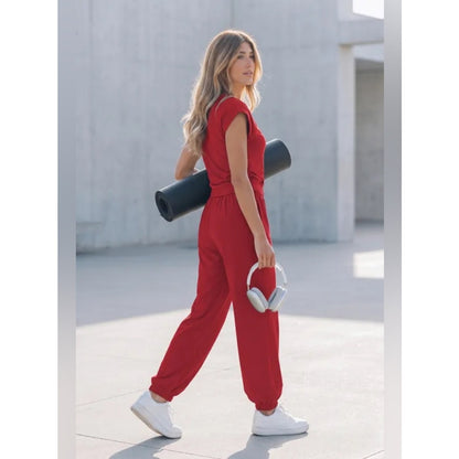 Eva - Women’s Red Wide-Leg Set