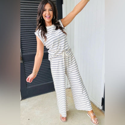 Viv- Striped Navy and White Set