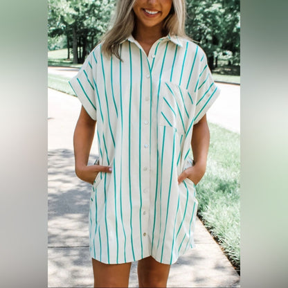 Jacie- Striped Button-Up Dress