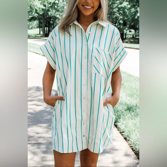 Jacie- Striped Button-Up Dress