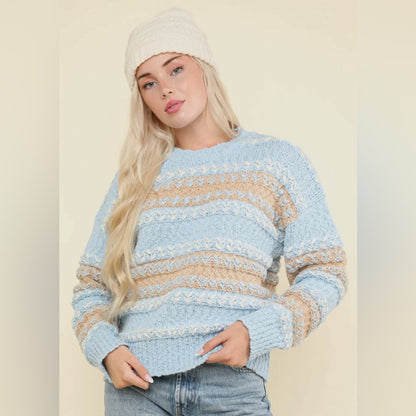 Karley colorblock fuzzy knit sweater