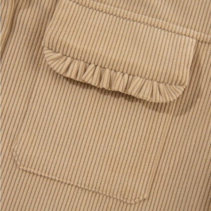 Jolie ruffle pocket button up shacket