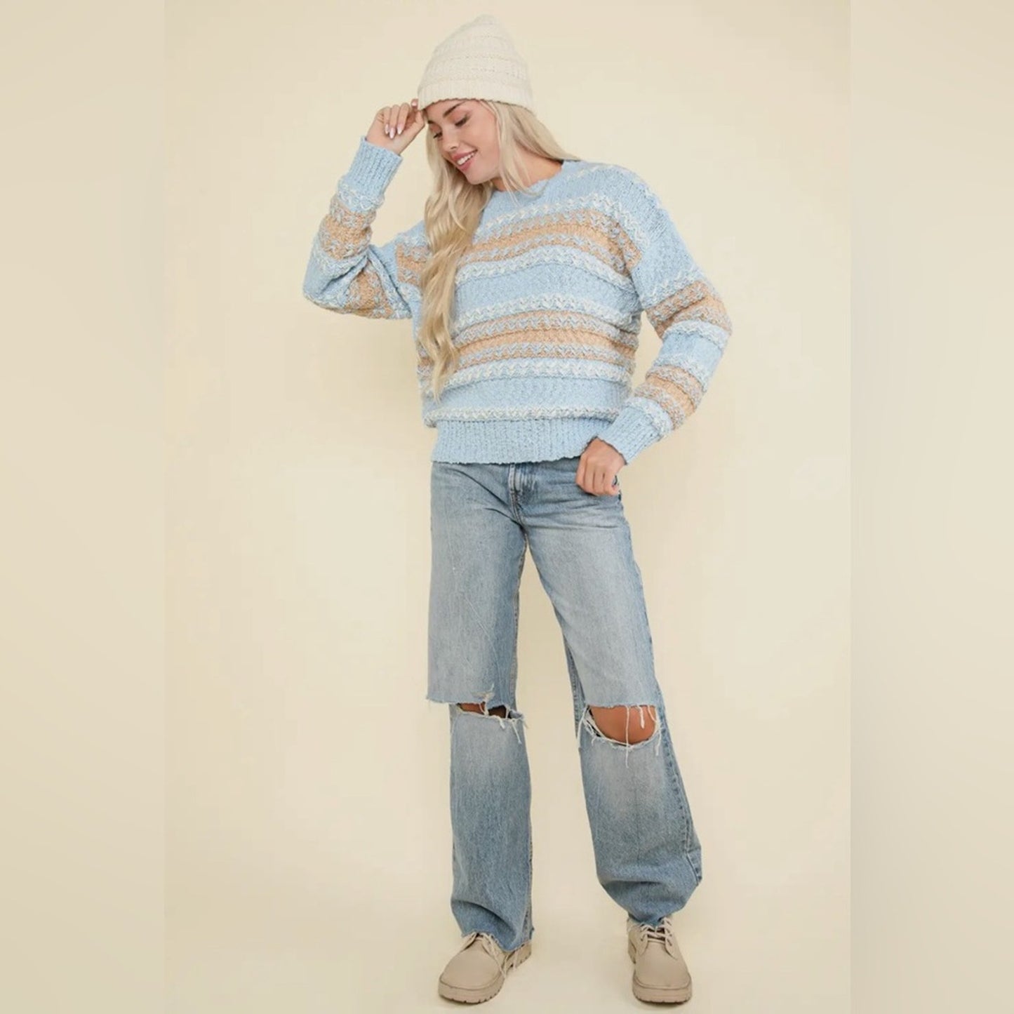 Karley colorblock fuzzy knit sweater