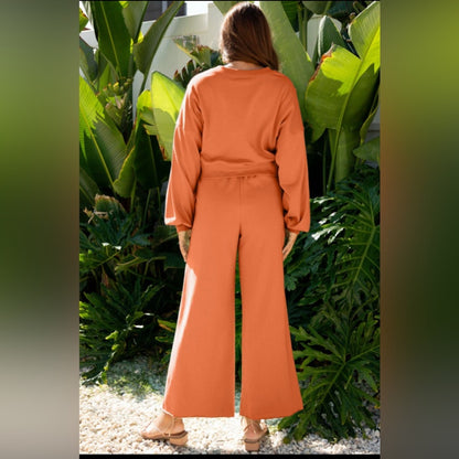 Ashtyn- Drop Shoulder Pullover / Wide Leg Pant Set
