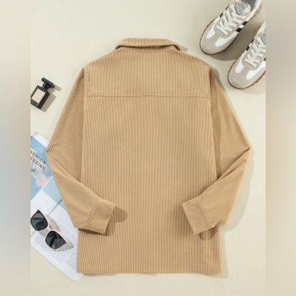 Jolie ruffle pocket button up shacket