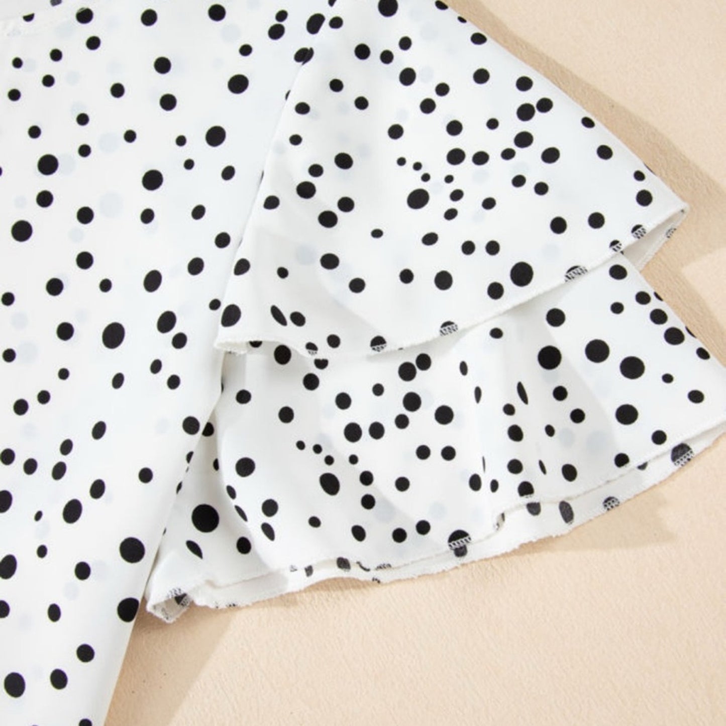 Polly-Polka Dot Ruffle Sleeve Top