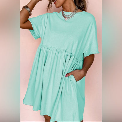 Addyson- moonlight Jade pocketed babydoll dress