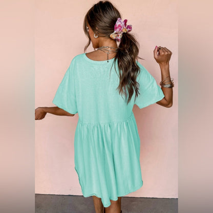 Addyson- moonlight Jade pocketed babydoll dress
