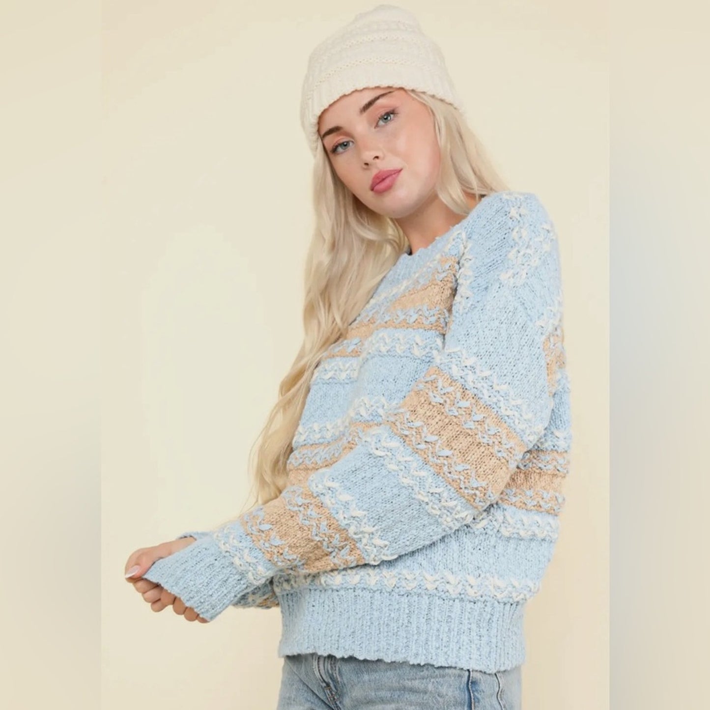 Karley colorblock fuzzy knit sweater