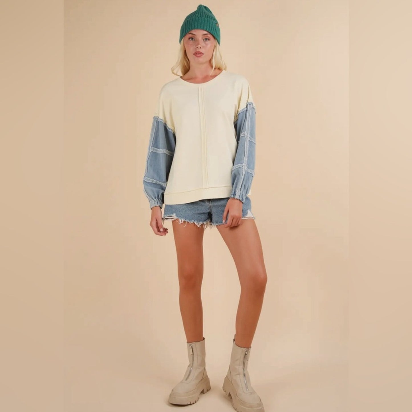 Daisy denim oversized sweatshirt