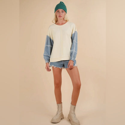 Daisy denim oversized sweatshirt