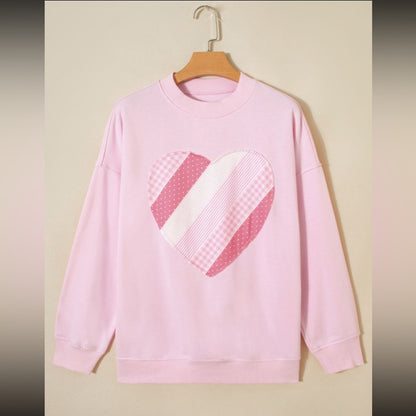 Willow - Pink Heart Patterned Sweatshirt