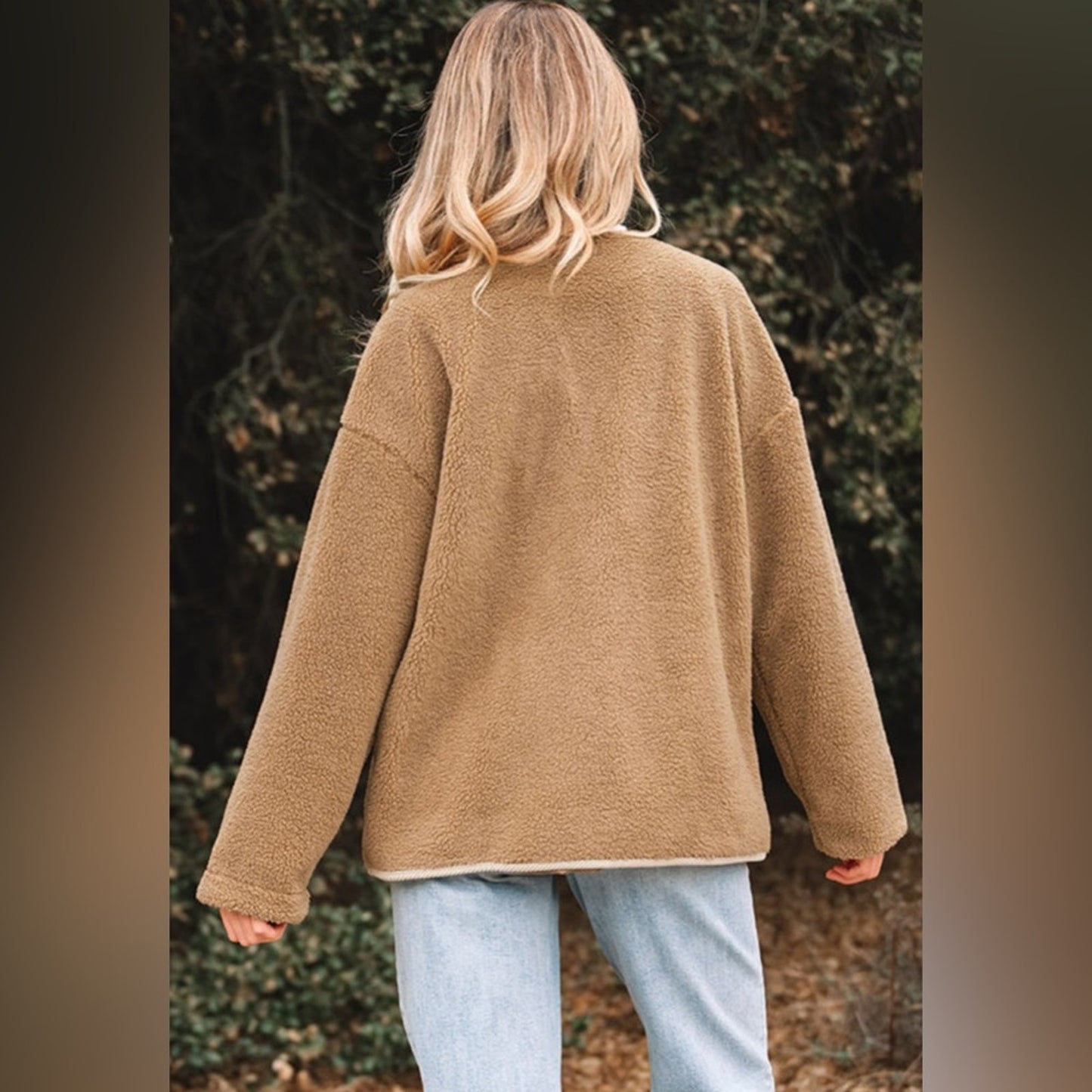 Jay- Light Beige, Cozy Tan Button-Up Women's Jacket