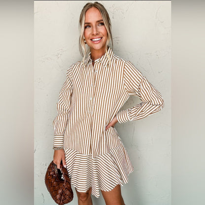 Brownell- Striped Button-Up Dress
