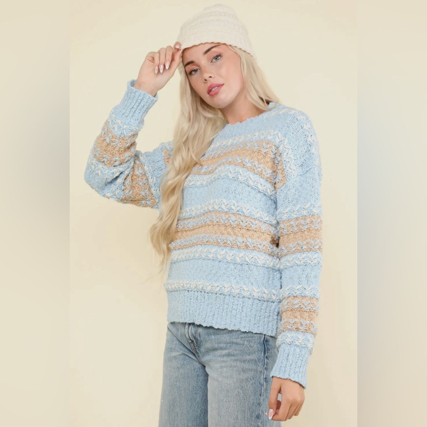 Karley colorblock fuzzy knit sweater