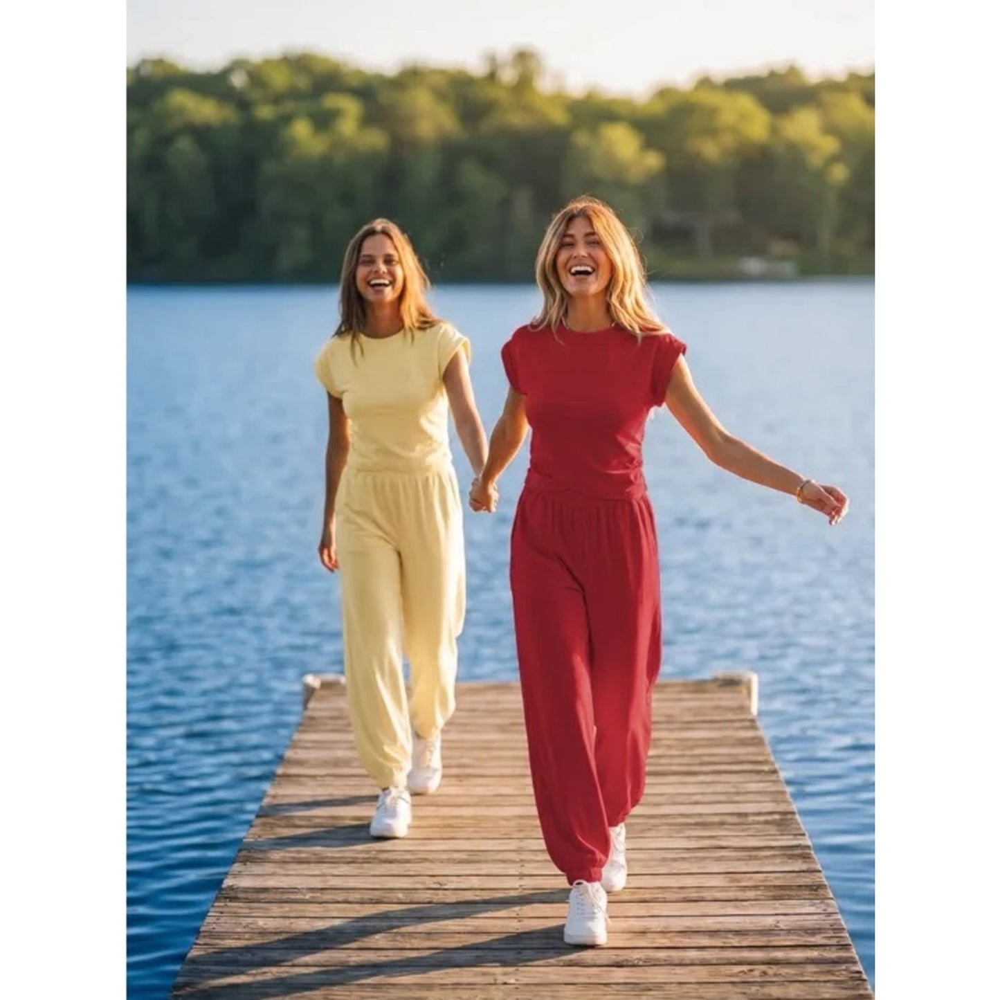 Eva - Women’s Red Wide-Leg Set