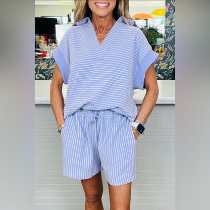 Liz- Striped Light Blue Set