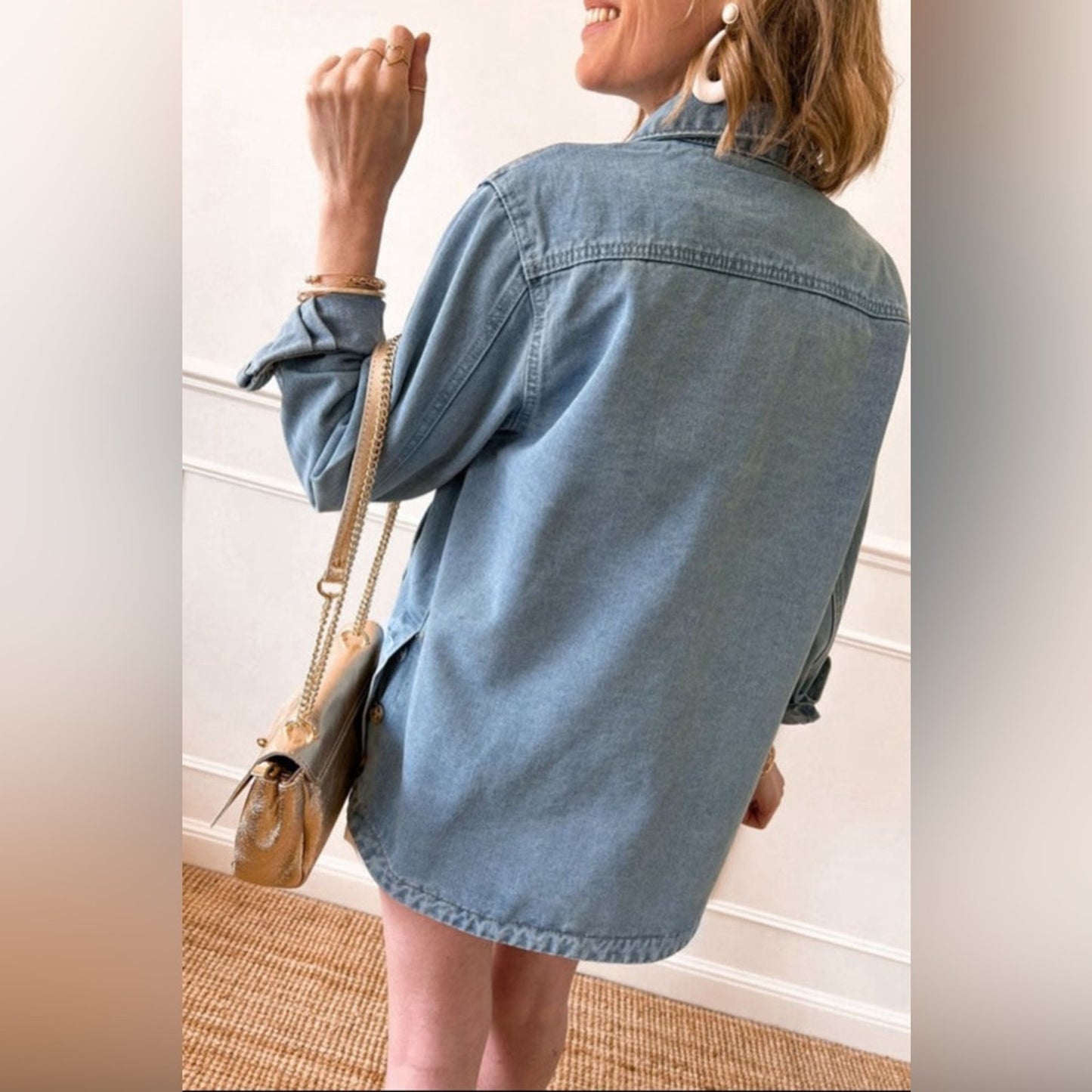 Peyton - slit buttons pocketed denim jacket
