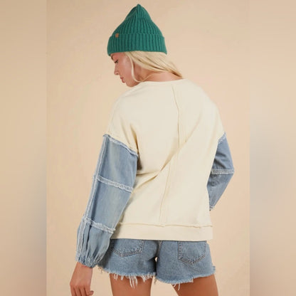 Daisy denim oversized sweatshirt