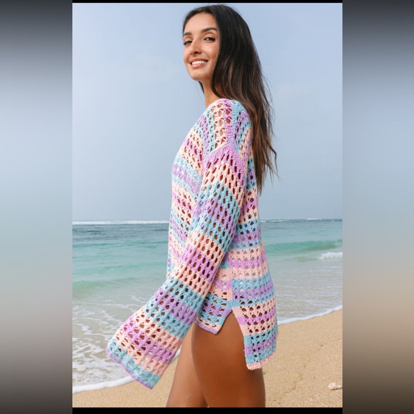 Brandi- purple multi stripe cover up
