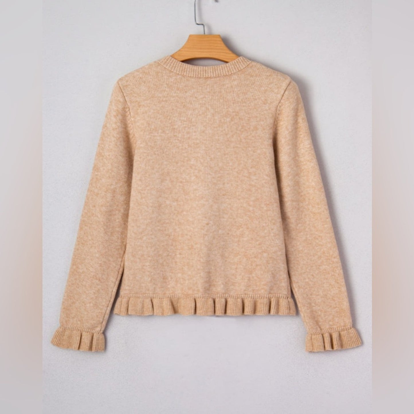 Riley - Ruffle Trim Button-Up Cardigan