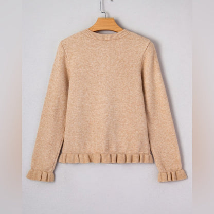 Riley - Ruffle Trim Button-Up Cardigan