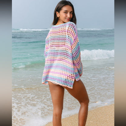 Brandi- purple multi stripe cover up
