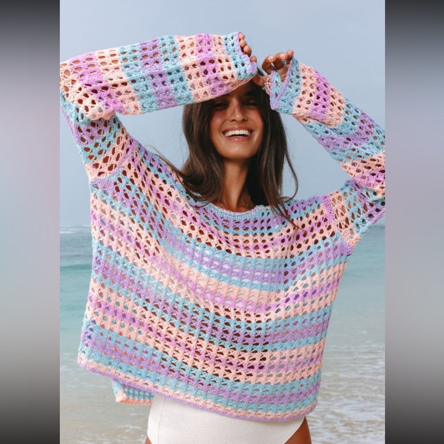 Brandi- purple multi stripe cover up