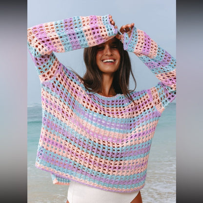 Brandi- purple multi stripe cover up