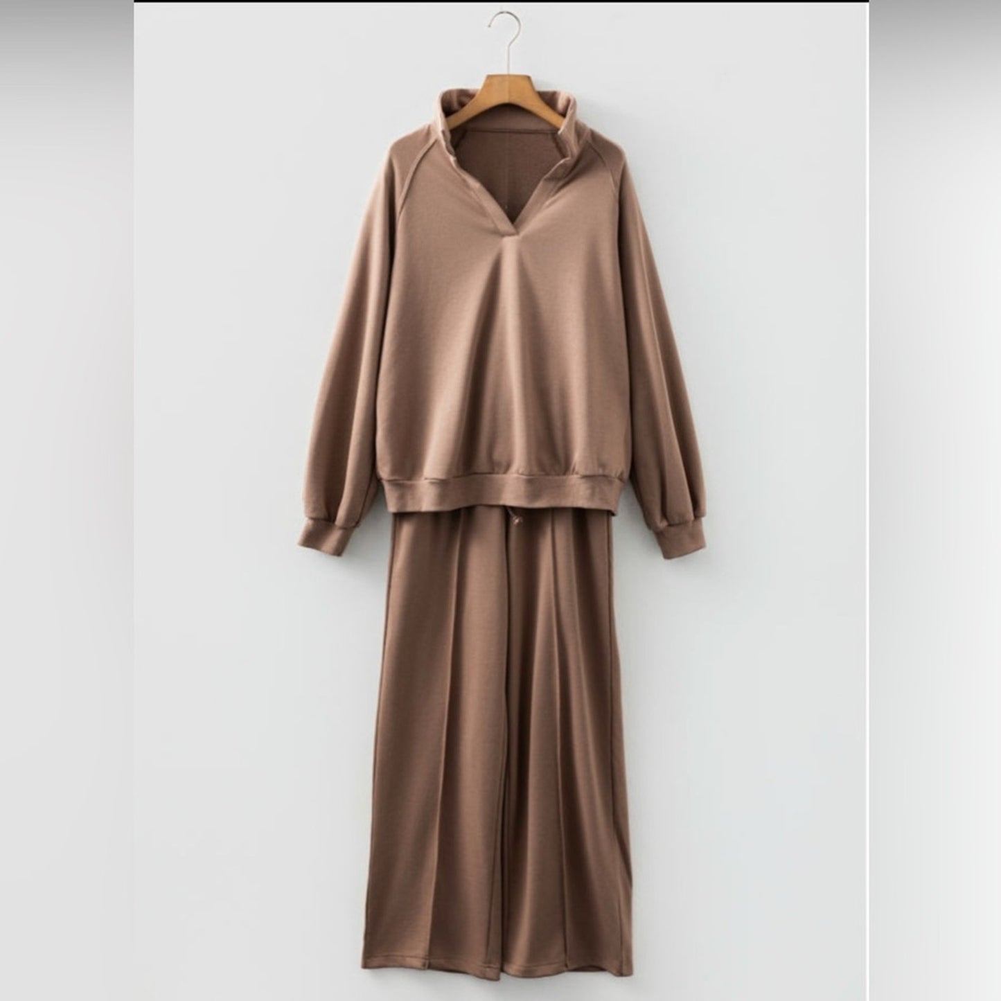 Celine- Tan two piece wide leg lounge set