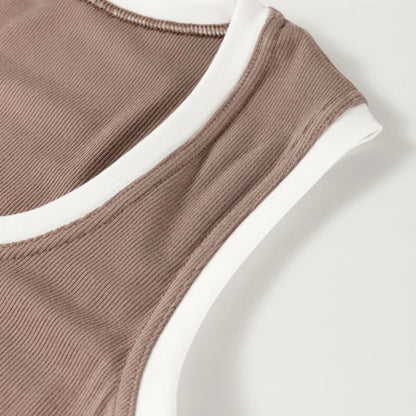 Kylie - Contrast Tan Tank Top