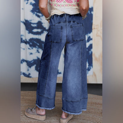 Kendra- Drawstring Wide-Leg Denim Jeans