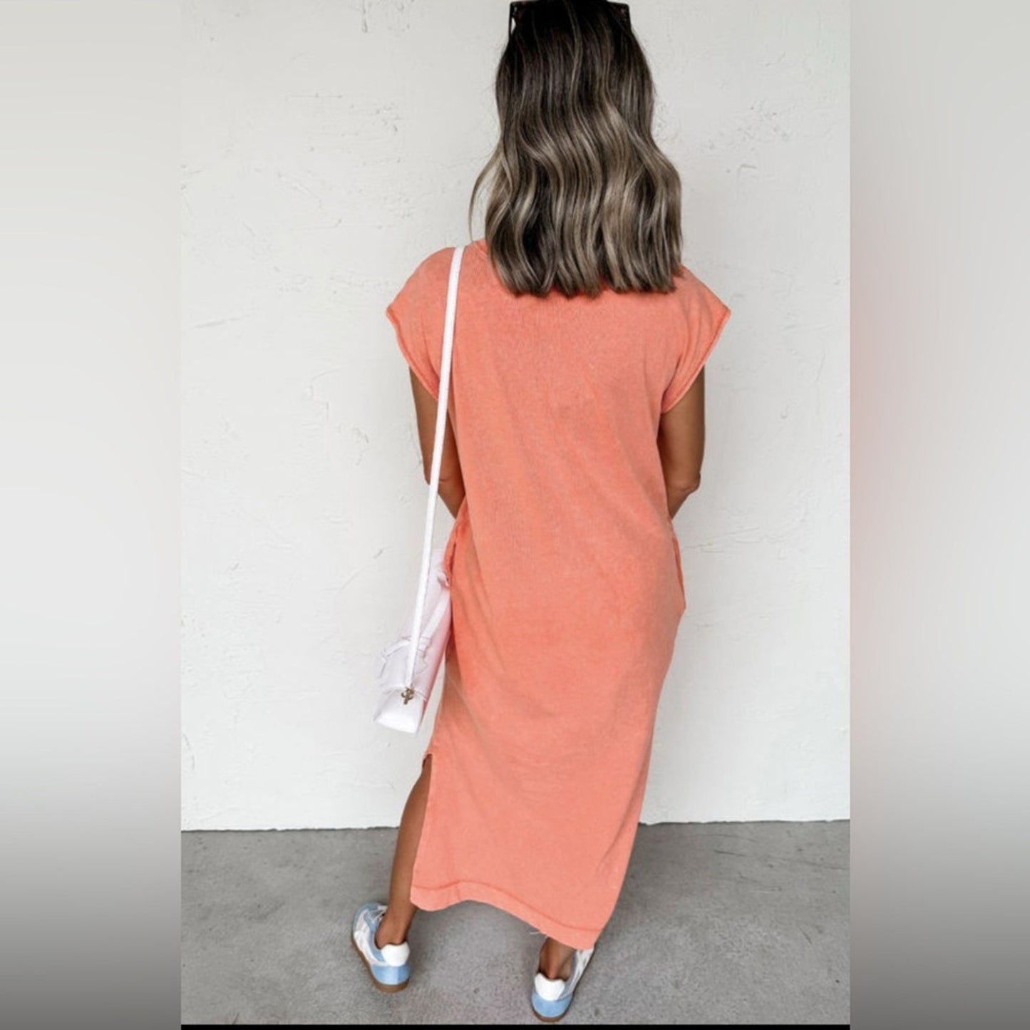 Coral - Mineral Wash Maxi Dress