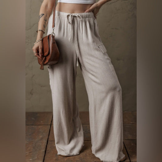 Maeve boho linen drawstring cargo pants
